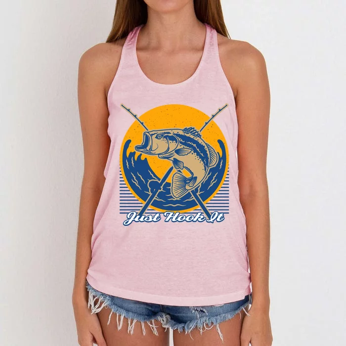 Just Hook It Ocean Fishing Sea Fisher Fish Hunting Gift Women's Knotted Racerback Tank