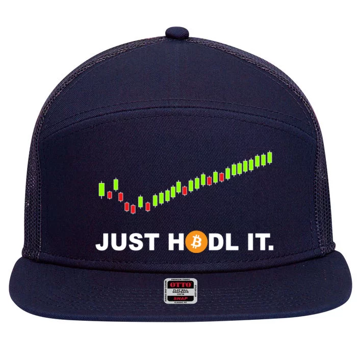 Just Hodl It Funny Crypto Trader Btc Bitcoin Investor 7 Panel Mesh Trucker Snapback Hat