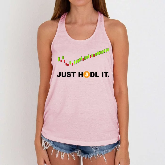 Just Hodl It Funny Crypto Trader Btc Bitcoin Investor Women's Knotted Racerback Tank