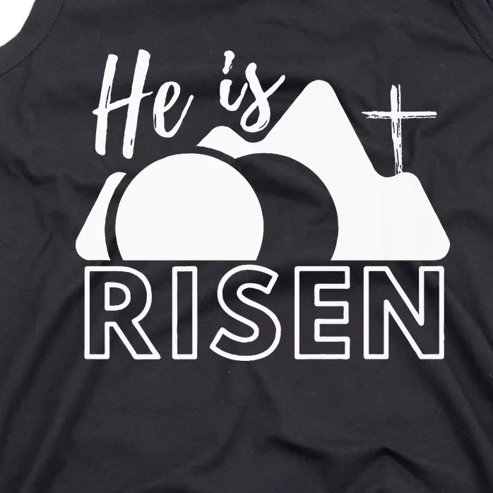 Jesus He Is Risen Tomb And Cross Tank Top