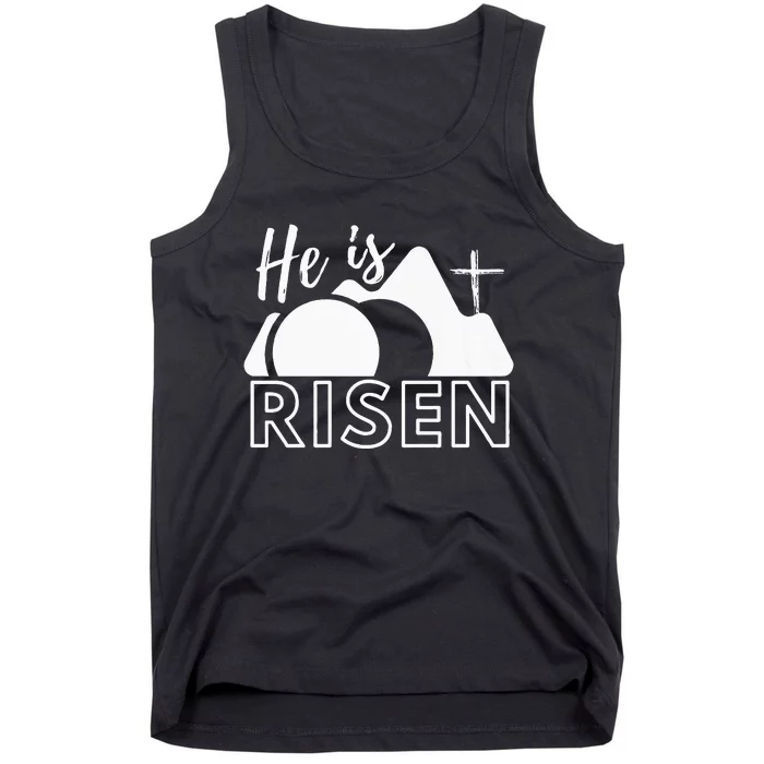 Jesus He Is Risen Tomb And Cross Tank Top