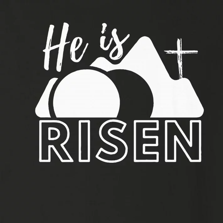 Jesus He Is Risen Tomb And Cross Toddler Long Sleeve Shirt