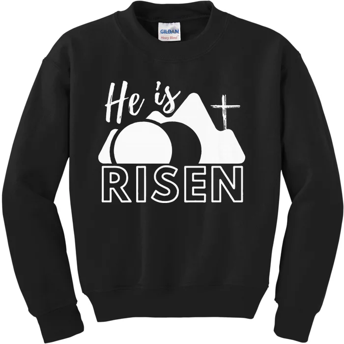 Jesus He Is Risen Tomb And Cross Kids Sweatshirt