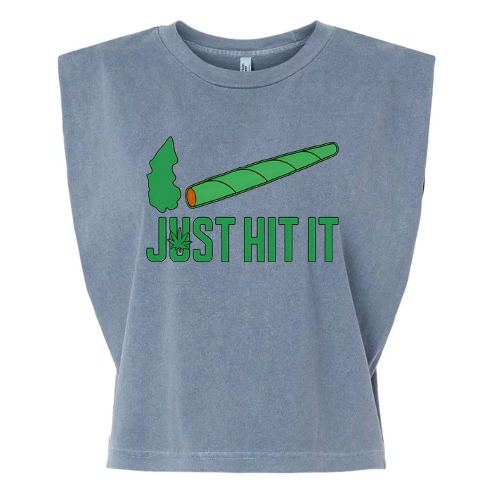 Just Hit It Weed Joint Happy 420 Day Weed Lover Marijuana Weed Smoker Garment-Dyed Women's Muscle Tee