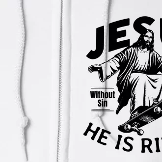 Jesus He Is Rizzin Funny Skateboard Skateboarding Christian Jesus Easter Day Full Zip Hoodie