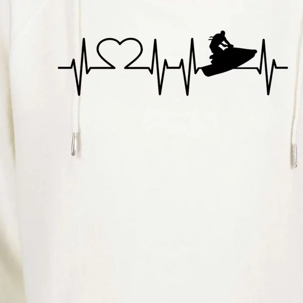 Jetski Heartbeat I Love Ecg Water Sports Jet Skiing Gift Womens Funnel Neck Pullover Hood