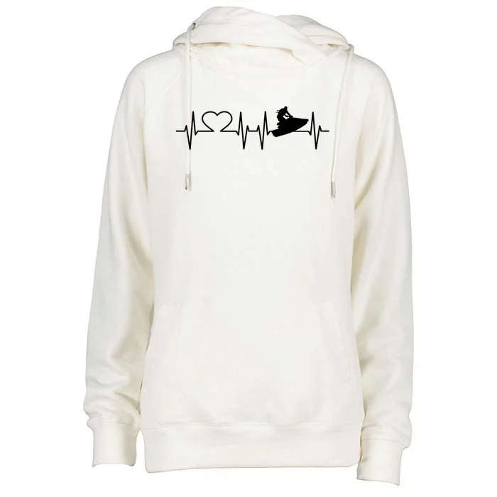 Jetski Heartbeat I Love Ecg Water Sports Jet Skiing Gift Womens Funnel Neck Pullover Hood