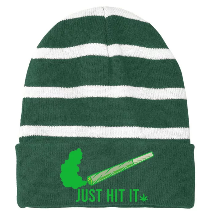 Just Hit It Striped Beanie with Solid Band