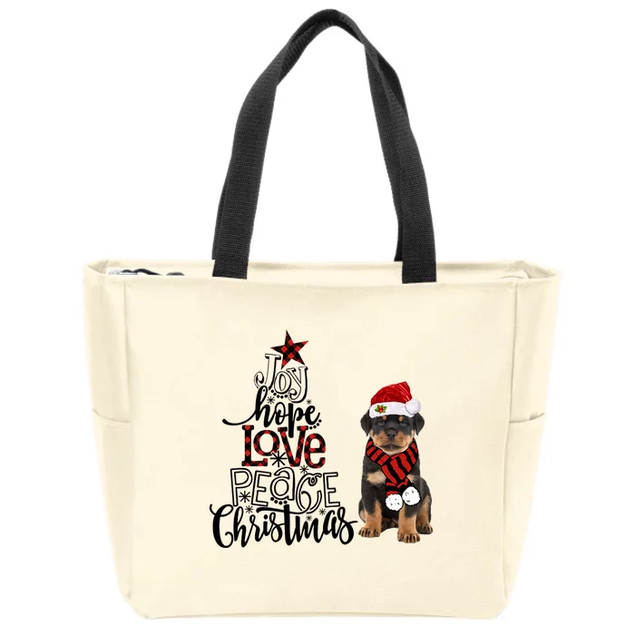 Joy Hope Love Peace Christmas Rottweiler 2020 Gift Zip Tote Bag