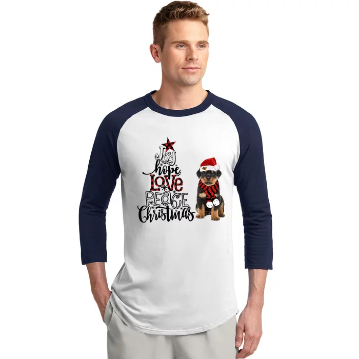 Joy Hope Love Peace Christmas Rottweiler 2020 Gift Baseball Sleeve Shirt