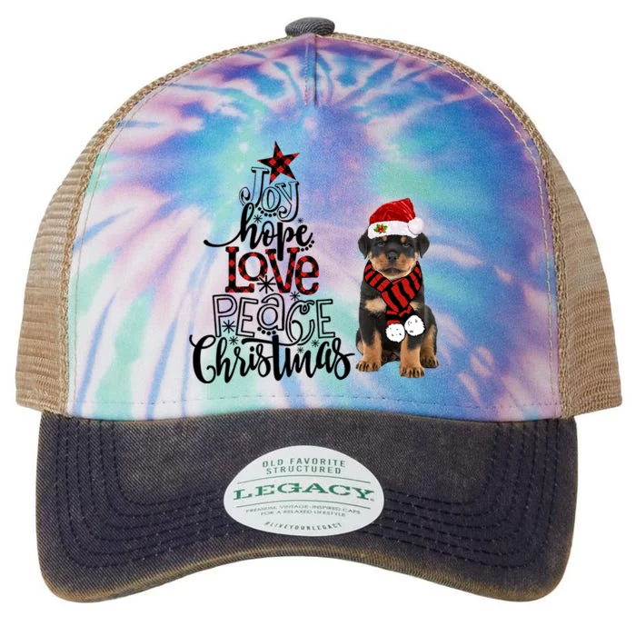 Joy Hope Love Peace Christmas Rottweiler 2020 Gift Legacy Tie Dye Trucker Hat