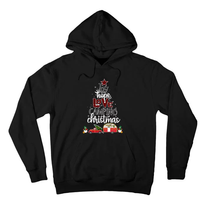 Joy Hope Love Camping Christmas Funny Camping Christmas Tree Gift Tall Hoodie