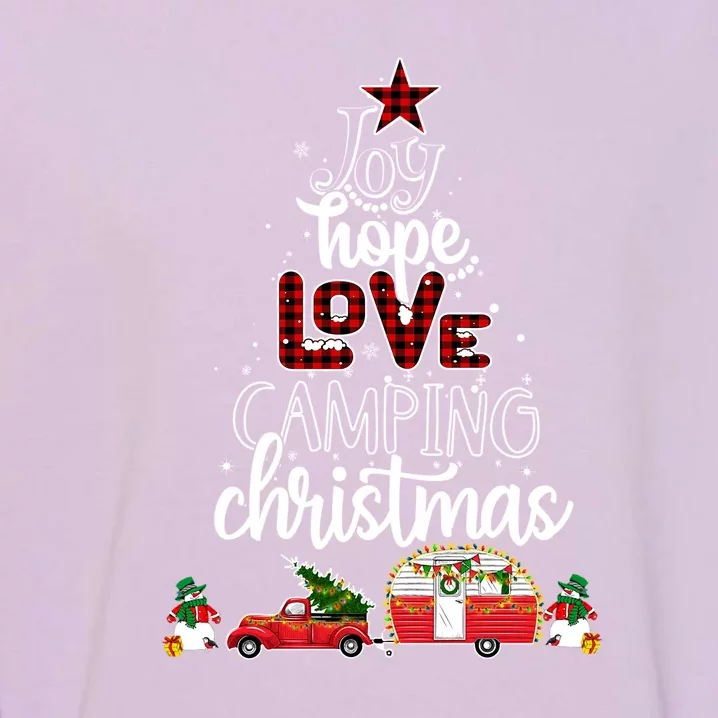 Joy Hope Love Camping Christmas Funny Camping Christmas Tree Gift Garment-Dyed Sweatshirt