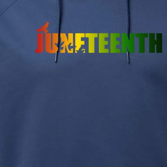 Juneteenth Holiday Logo Performance Fleece Hoodie