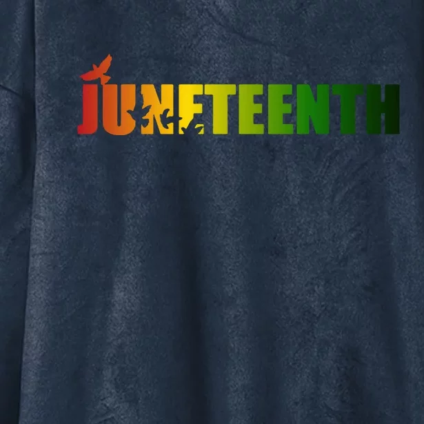 Juneteenth Holiday Logo Hooded Wearable Blanket