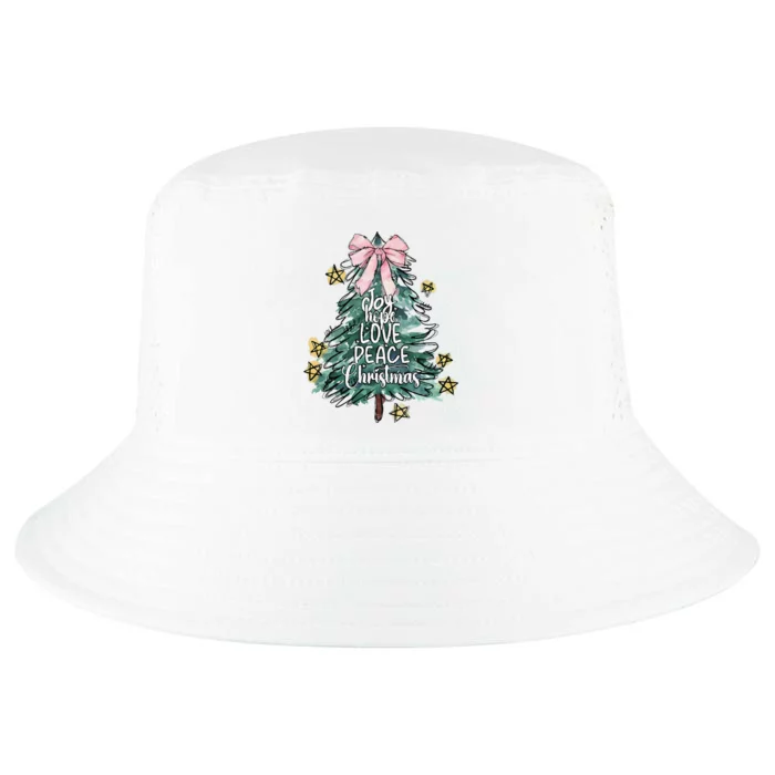 Joy Hope Love Peace Christmas Tree Coquette Bow Xmas Girl Cool Comfort Performance Bucket Hat