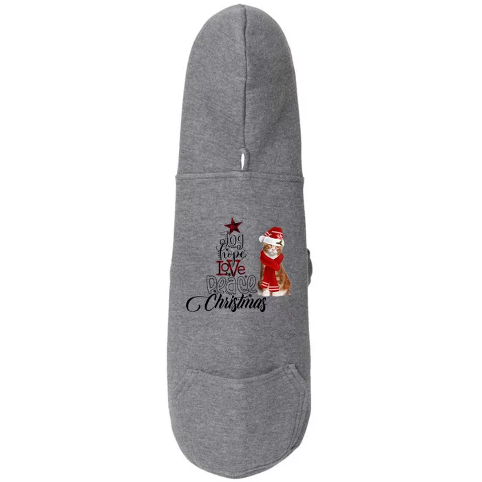 Joy Hope Love Peace Christmas Cat Decor Lights Xmas Gift Doggie 3-End Fleece Hoodie