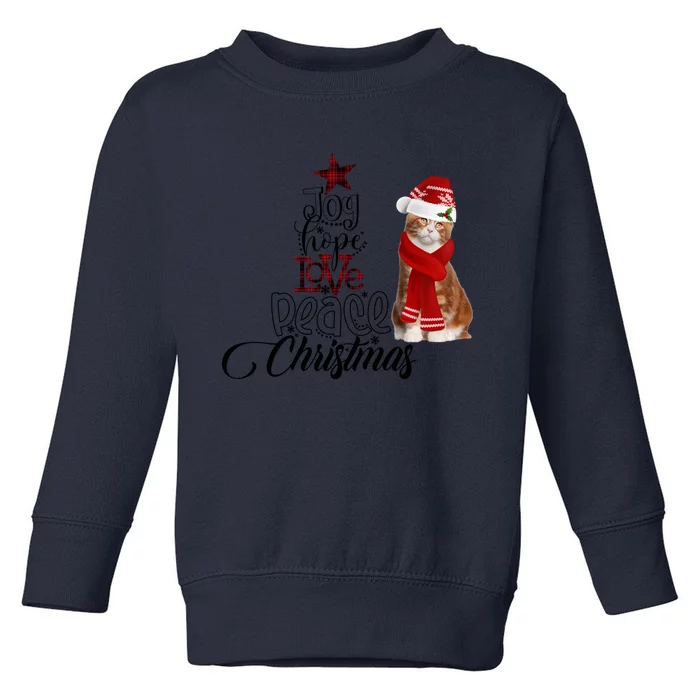 Joy Hope Love Peace Christmas Cat Decor Lights Xmas Gift Toddler Sweatshirt