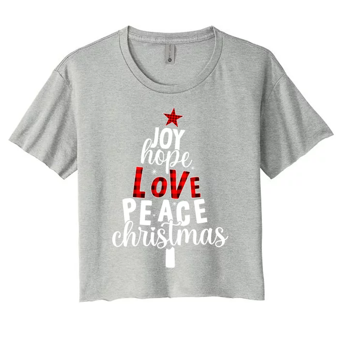 Joy Hope Love Peace Christmas Christian Faith Follower Funny Gift Women's Crop Top Tee