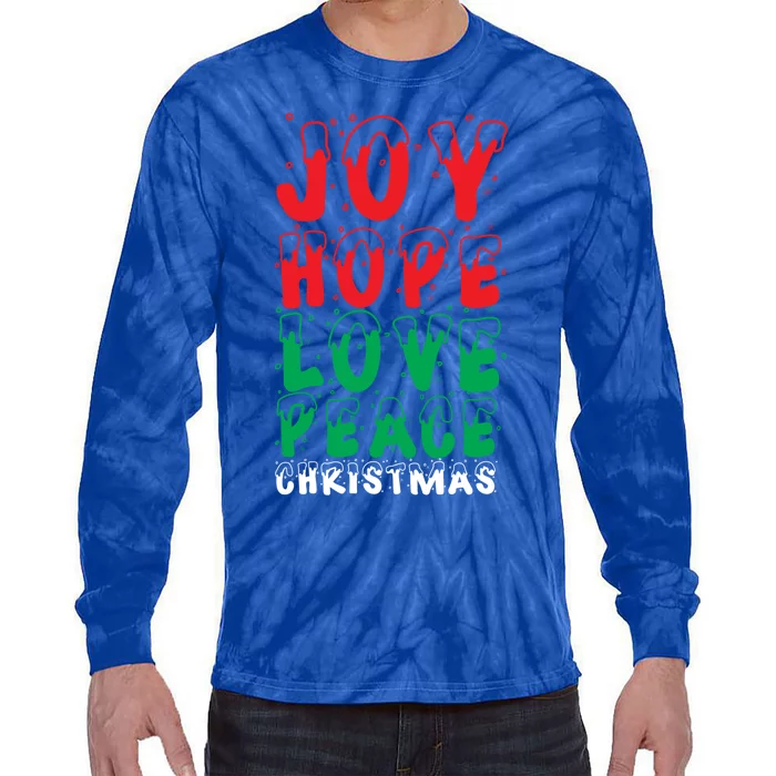 Joy Hope Love Peace Christmas Pajamas Xmas Gift Cool Gift Tie-Dye Long Sleeve Shirt