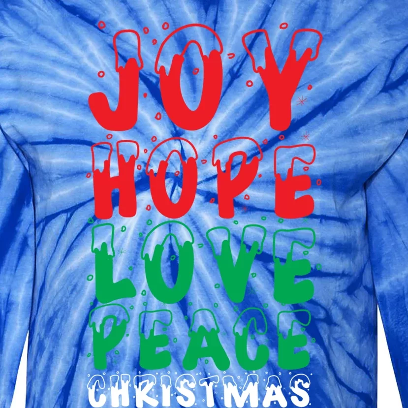 Joy Hope Love Peace Christmas Pajamas Xmas Gift Cool Gift Tie-Dye Long Sleeve Shirt