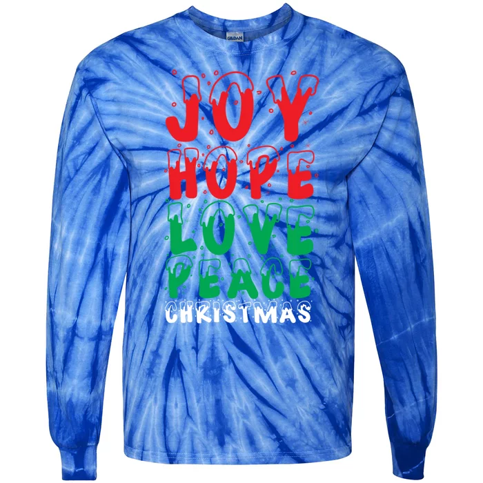 Joy Hope Love Peace Christmas Pajamas Xmas Gift Cool Gift Tie-Dye Long Sleeve Shirt