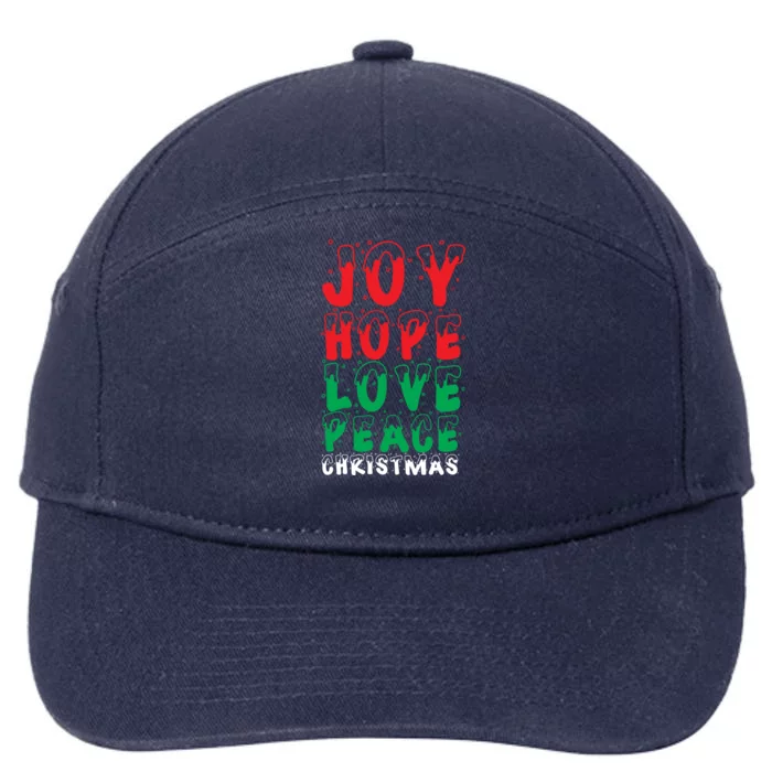 Joy Hope Love Peace Christmas Pajamas Xmas Gift Cool Gift 7-Panel Snapback Hat