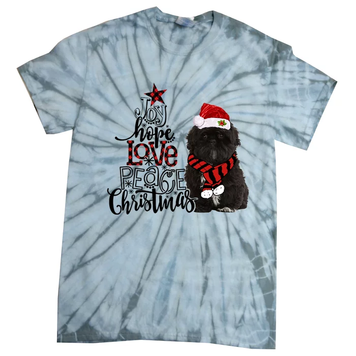 Joy Hope Love Peace Christmas Black Shih Tzus 2020 Gift Tie-Dye T-Shirt