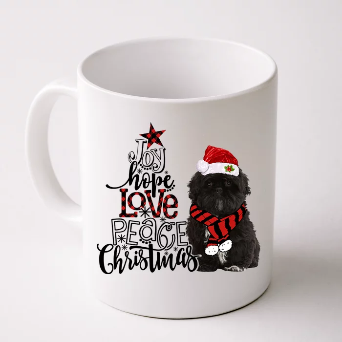 Joy Hope Love Peace Christmas Black Shih Tzus 2020 Gift Front & Back Coffee Mug