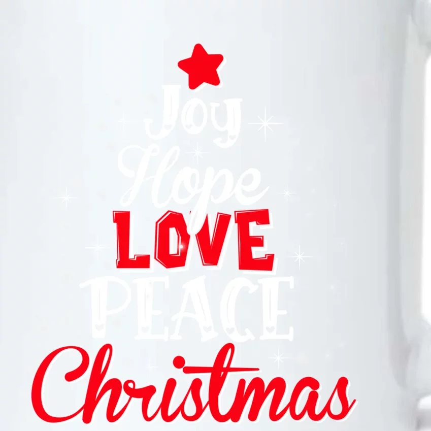 Joy Hope Love Peace Christmas Tree Lights Matching Pajama Gift Black Color Changing Mug