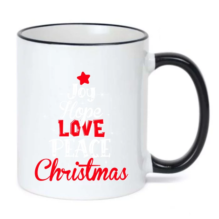 Joy Hope Love Peace Christmas Tree Lights Matching Pajama Gift Black Color Changing Mug