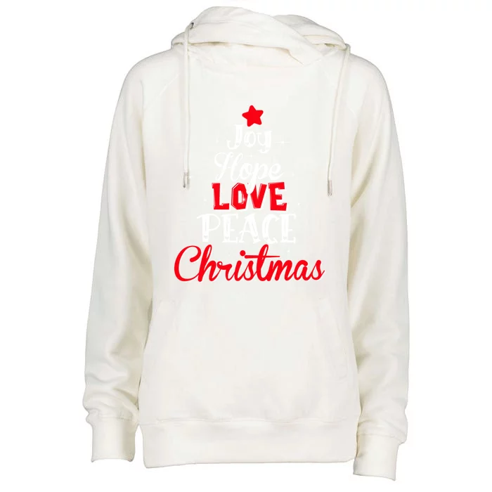 Joy Hope Love Peace Christmas Tree Lights Matching Pajama Gift Womens Funnel Neck Pullover Hood