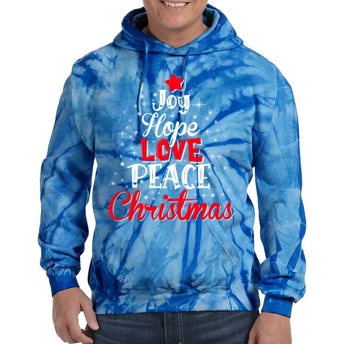 Joy Hope Love Peace Christmas Tree Lights Matching Pajama Gift Tie Dye Hoodie