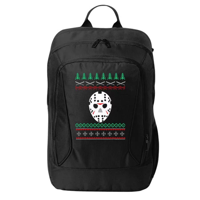 Jason Hockey Mask Ugly Christmas Holiday Festive City Backpack