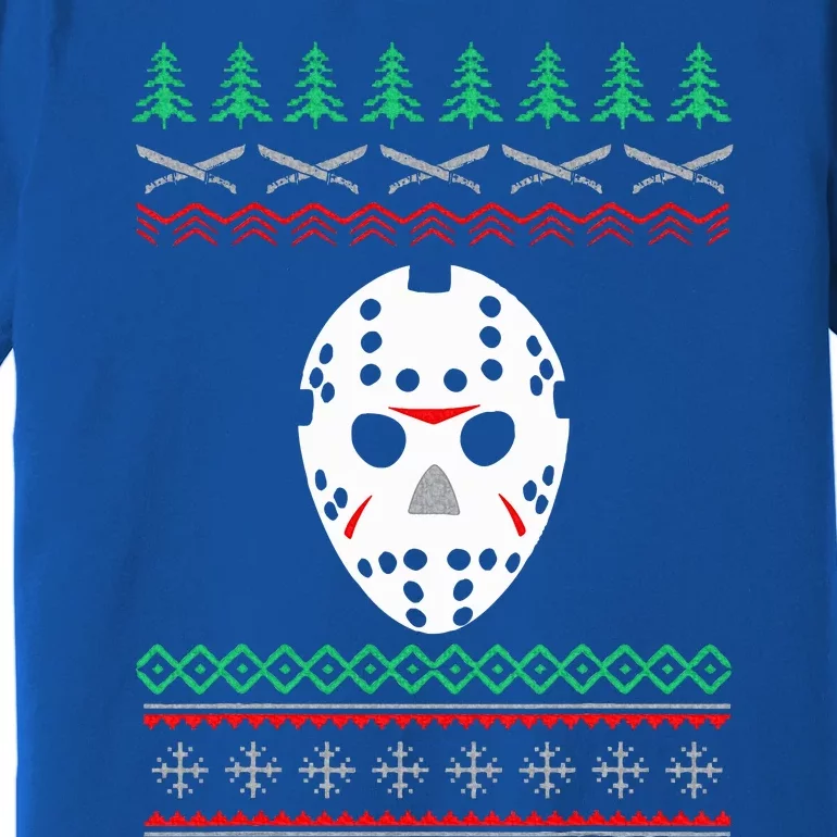 Jason Hockey Mask Ugly Christmas Holiday Festive Premium T-Shirt