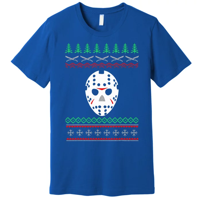 Jason Hockey Mask Ugly Christmas Holiday Festive Premium T-Shirt