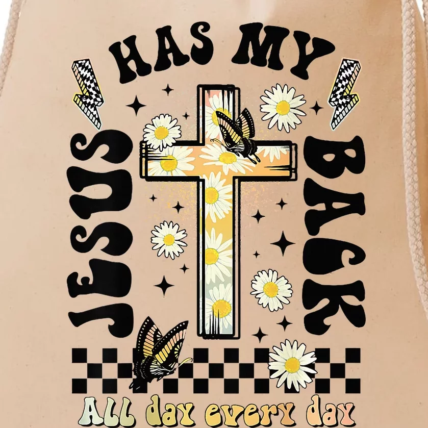 Jesus Has My Back Christian Drawstring Bag