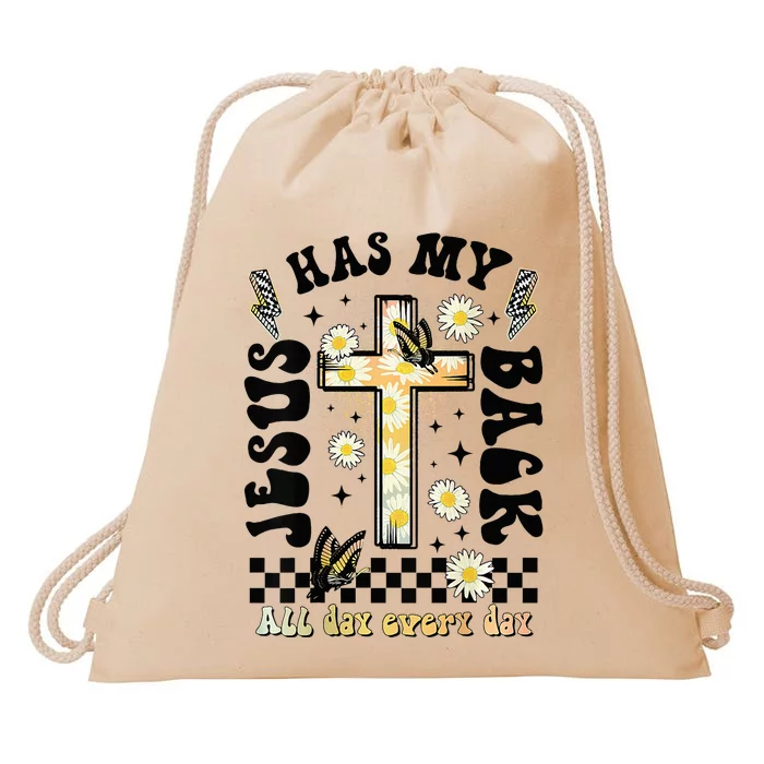 Jesus Has My Back Christian Drawstring Bag