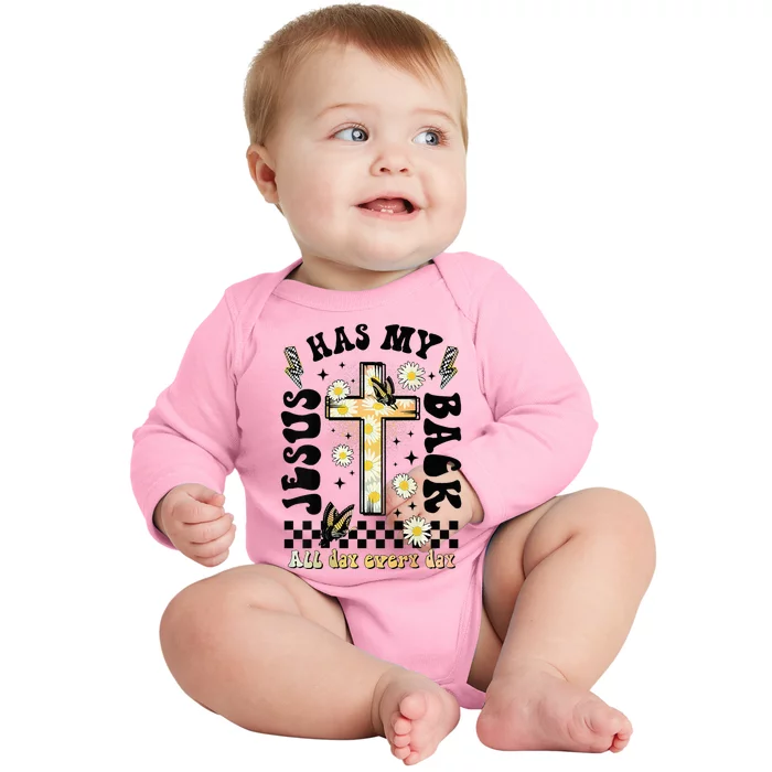 Jesus Has My Back Christian Baby Long Sleeve Bodysuit