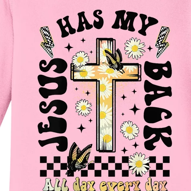 Jesus Has My Back Christian Baby Long Sleeve Bodysuit