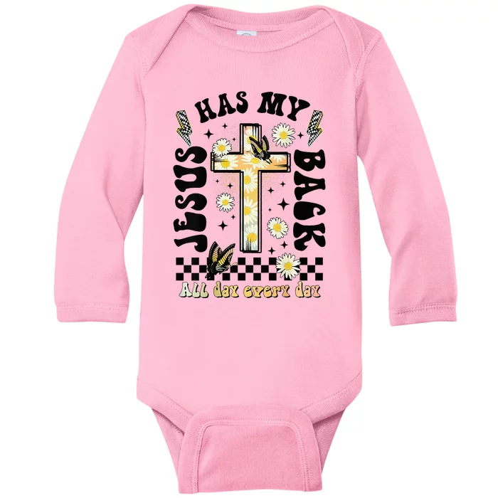 Jesus Has My Back Christian Baby Long Sleeve Bodysuit