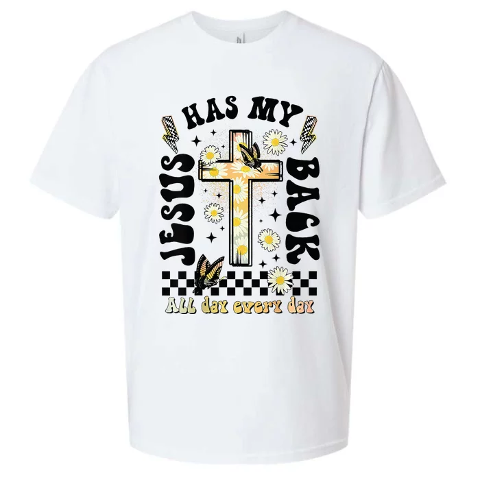 Jesus Has My Back Christian Sueded Cloud Jersey T-Shirt