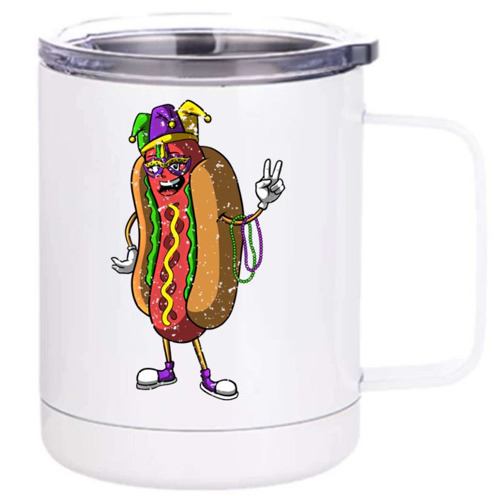 Jester Hotdog Masquerade Mask Mardi Gras Carnival Parade Cool Gift Front & Back 12oz Stainless Steel Tumbler Cup