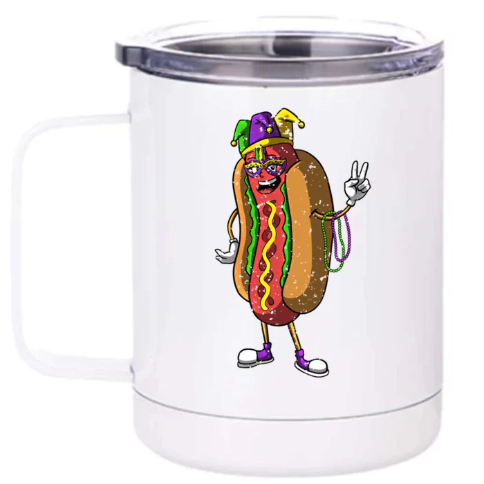 Jester Hotdog Masquerade Mask Mardi Gras Carnival Parade Cool Gift Front & Back 12oz Stainless Steel Tumbler Cup