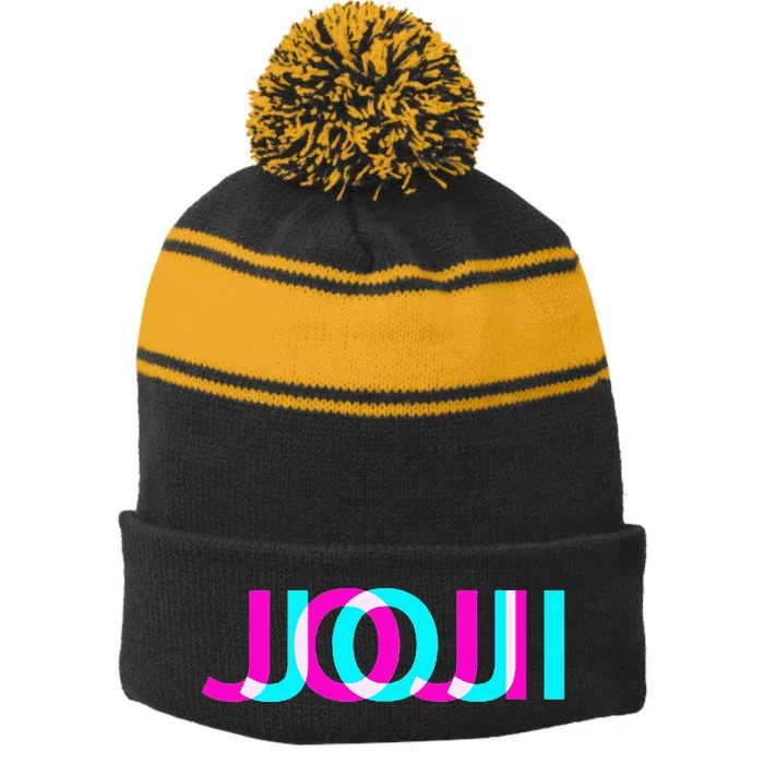 Joji Hi My Name Is First Name Tag Stripe Pom Pom Beanie