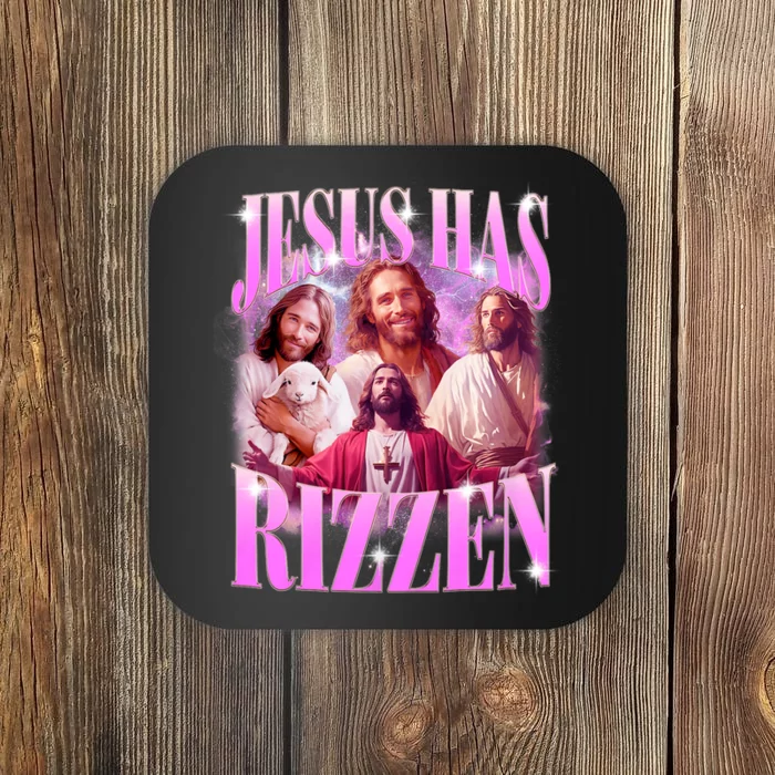 Jesus Has Rizzen Vintage Christian Jesus Playing Basketball Coaster