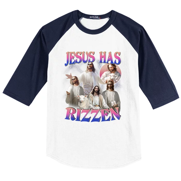 Jesus Has Rizzen He Is Risen Easter Day Christian Baseball Sleeve Shirt