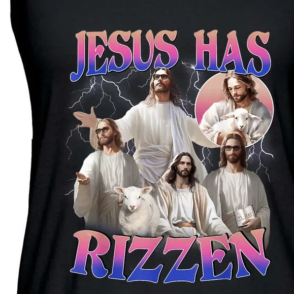 Jesus Has Rizzen He Is Risen Easter Day Christian Ladies Essential Flowy Tank