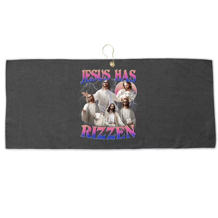 Jesus Has Rizzen He Is Risen Easter Day Christian Large Microfiber Waffle Golf Towel