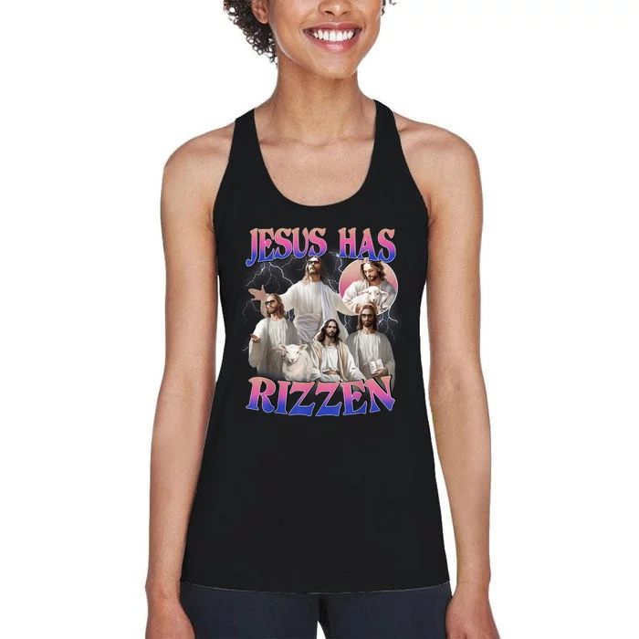 Jesus Has Rizzen He Is Risen Easter Day Christian Women's Racerback Tank